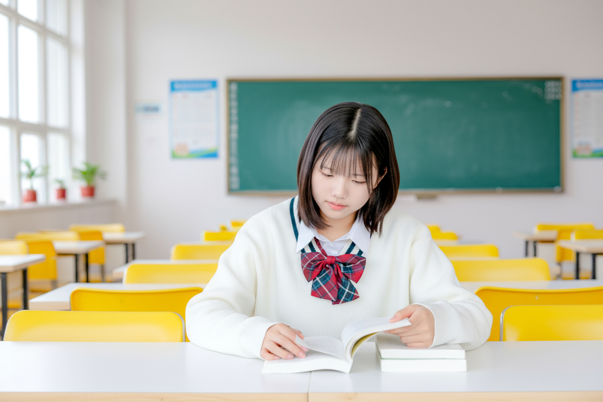 本を読む女子生徒